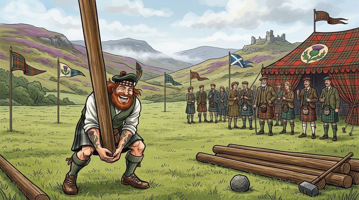 A Highlander tossing the caber at a Gathering